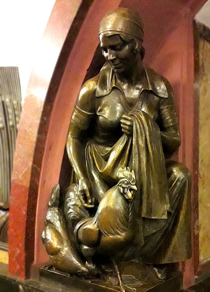 Sculpture at the Ploshchad Revolyutsii metro station in Moscow